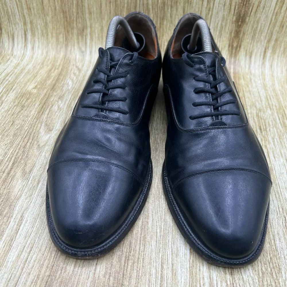 Salvatore Ferragamo Oxford Shoes Men's Size 10 2E Black Leather Cap Toe‎ Dress